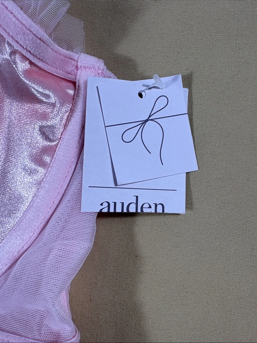 Auden Pink Velour Ruffle Lingerie Set Womens XXL Thong Underwire Matching NWT